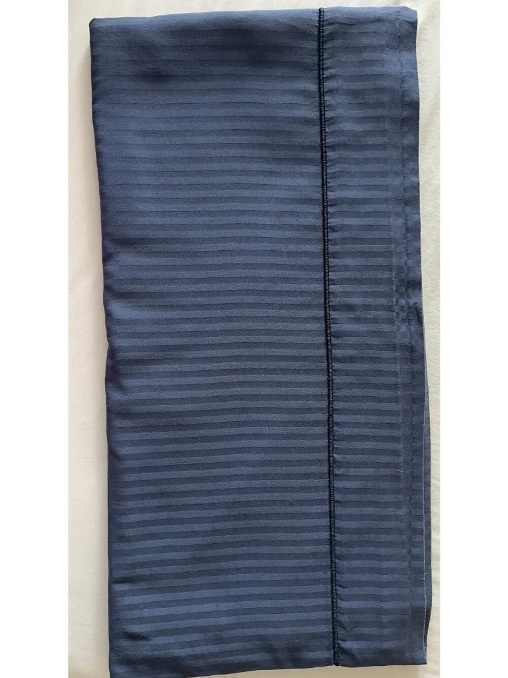 FIELDCREST QUEEN Flat Sheet Blue Jacquard Stripe 100% Cotton 99x99 LUX Bedding